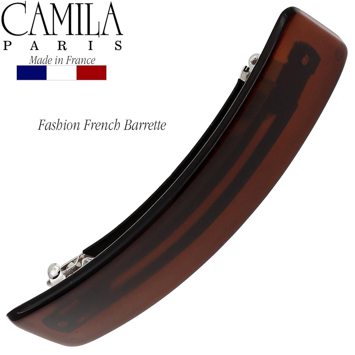 Camila Paris CP1475 French Hair Barrette Clip for Girls, Rubberized Automatic Clasp Strong Hold Grip Hair Clips for Women, No Slip and Durable Styling Girls Hair Accessories, Made in France
