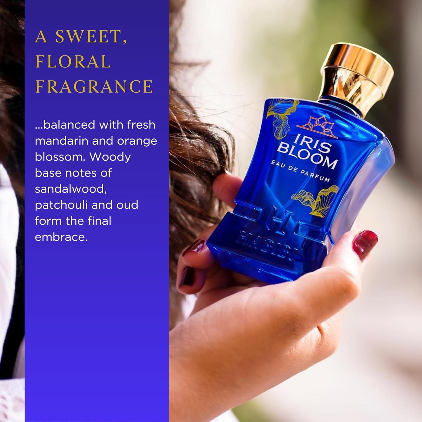 H HABIBI Iris Bloom Arabian Perfume for Women - 2.5 oz (75ML) Long Lasting Women's Fragrances, Floral Scent with Blackcurrant, Jasmine & Saffron Notes