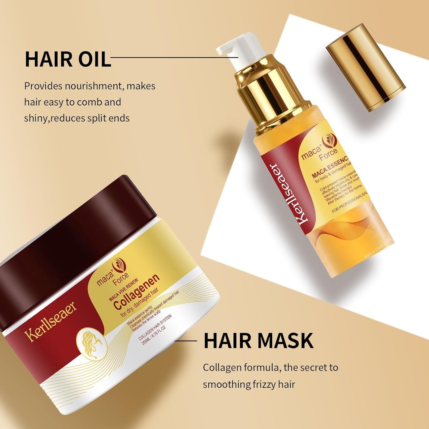 Collagen Hair Treatment Set 3PC Contain Collagen Repair Hair Mask|Hair Oil|Gorro Térmico Para El Cabello, Deep Conditioner For Dry Damaged Hair Hair Masks For Curly Hair Keratin Curly Hair Products