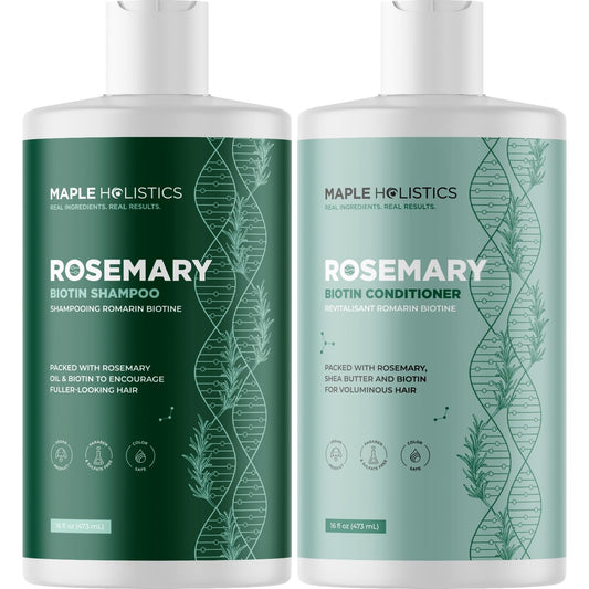 Biotin Rosemary Shampoo and Conditioner Set - Vegan Biotin Shampoo and Conditioner Set Volumizing Complex with Rosemary Essential Oil for Fine Weak & Dull Hair - Sulfate & Paraben Free (16 Fl Oz)