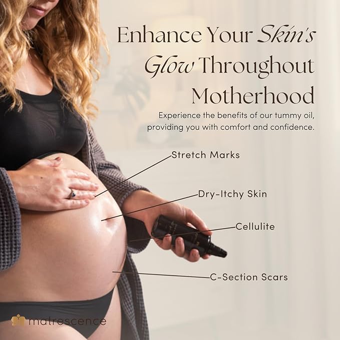 Stretch Mark Relief Hydrating Belly Oil (3.4oz/101ml) | Spa-Quality Maternity Skin Treatment | Pregnancy-Safe Skincare Made for Mom | Non-Greasy Moisturizing Skin Essentials for Mom