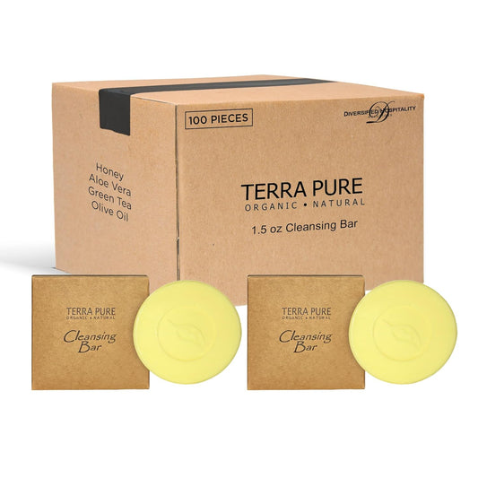 Terra Pure Boxed Bar Soap, Travel Size Hotel Amenities, 1.5 oz (Pack of 100)