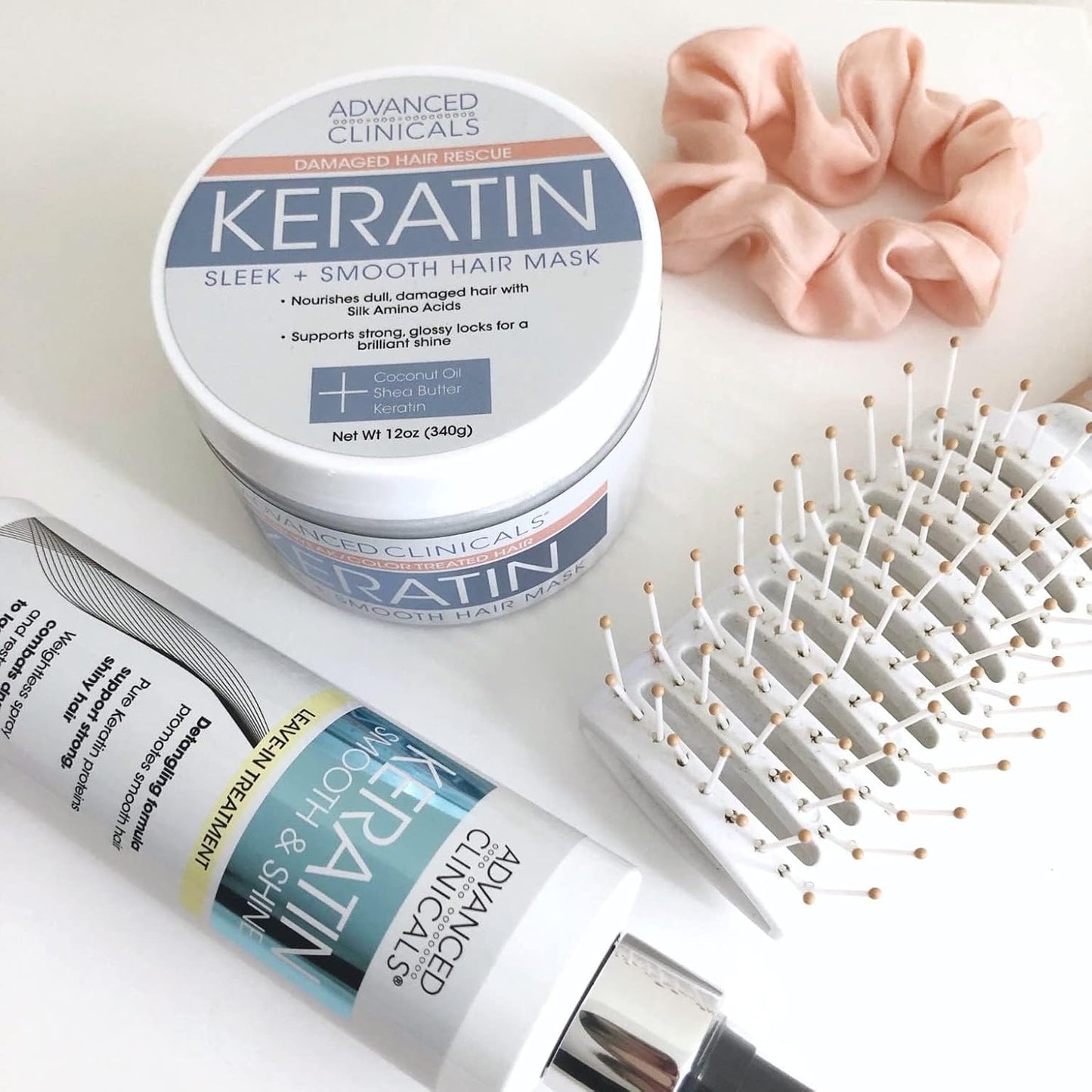 Advanced Clinicals Keratin Hair Mask Treatment, 12 Fl Oz (2-Pack), For Color Treated Hair, Detoxifying + Fortifying Repair Conditioner with Shea Butter, Helps Strengthen Broken Hair