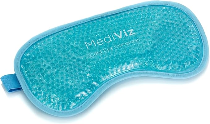 Cooling Gel Eye Mask- Reusable Cold Eye Mask for Puffy Eyes, Allergies, Sinuses - Soothes Dark Circles & Aids with Headaches - Comfortable & Easy to Use with Stretchy Band - Blue