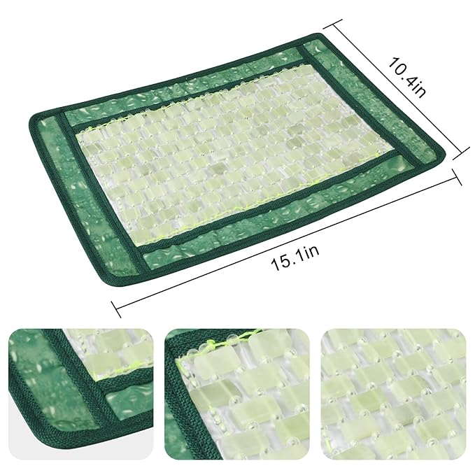 Jade Eye Mask&Energy Pillow Cover - Jade Massage Design for Relaxation Eye Mask Hot & Cold Therapy to Reduce Wrinkles, Puffiness, Migraines, and Anti-Aging