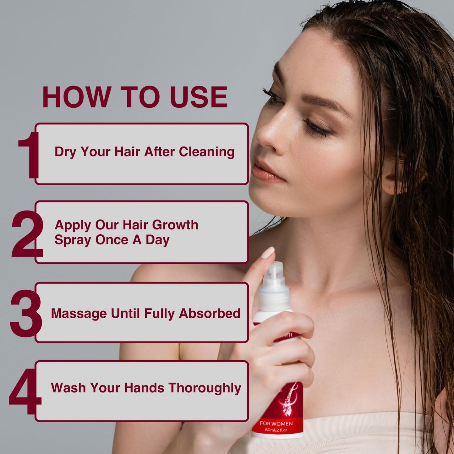 5% Minoxidil Spray for Women Hair Growth: Hair Regrowth Treatment for Thinning Hair and Hair Loss – Topical Hair Growth Serum for Women – 60ML x 2 Pack