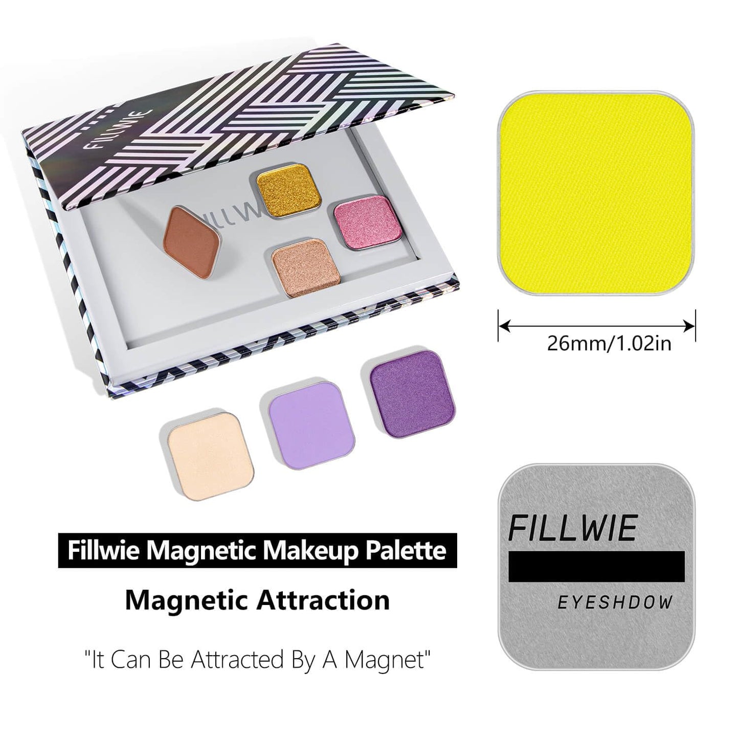 Matte Single Eyeshadow Refill – Bright Yellow, High-Pigment, Blendable & Long-Lasting, Pressed Powder with Metal Pan, DIY Magnetic Palette Compatible, Easy to Apply & Remove