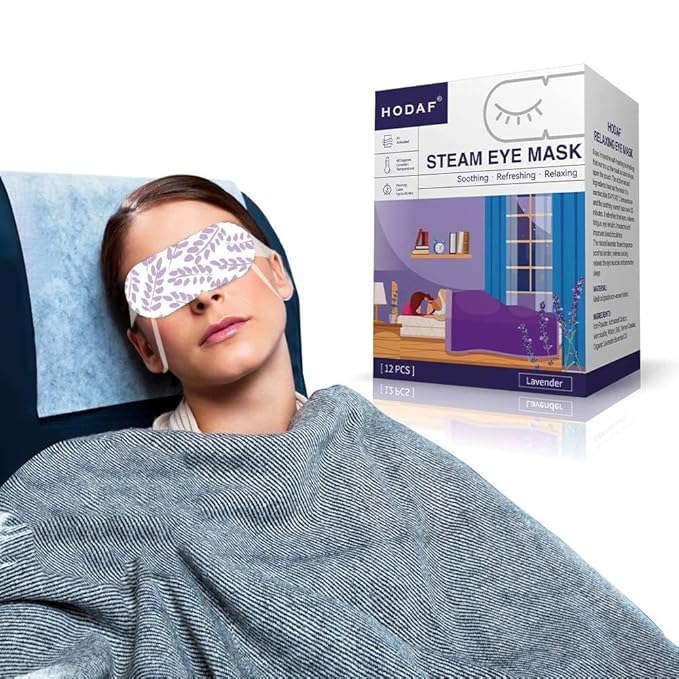 12 Packs Lavender Steam Eye Mask for Dry eyes, Heated eye mask Reduces Dark circle puffiness, Disposable Eye compress warm compress for eyes relax sleep mask