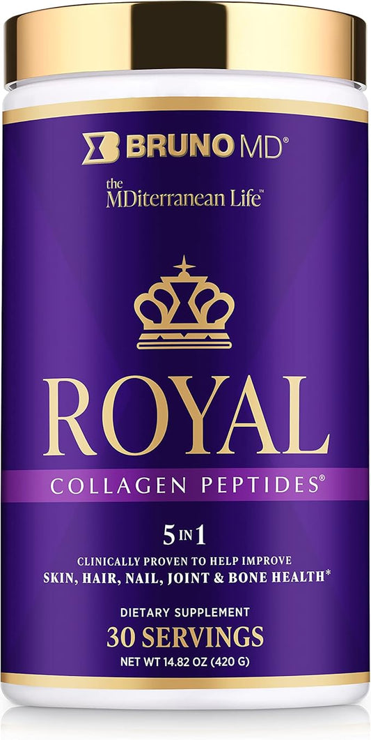 Royal Collagen Peptides, Clinically proven, Dietary Supplement, Improves Skin & Cellulite, European Sourced, Improves the Look of Hair & Nails, Blended with Vitamin C, Bone & Joint Supplement