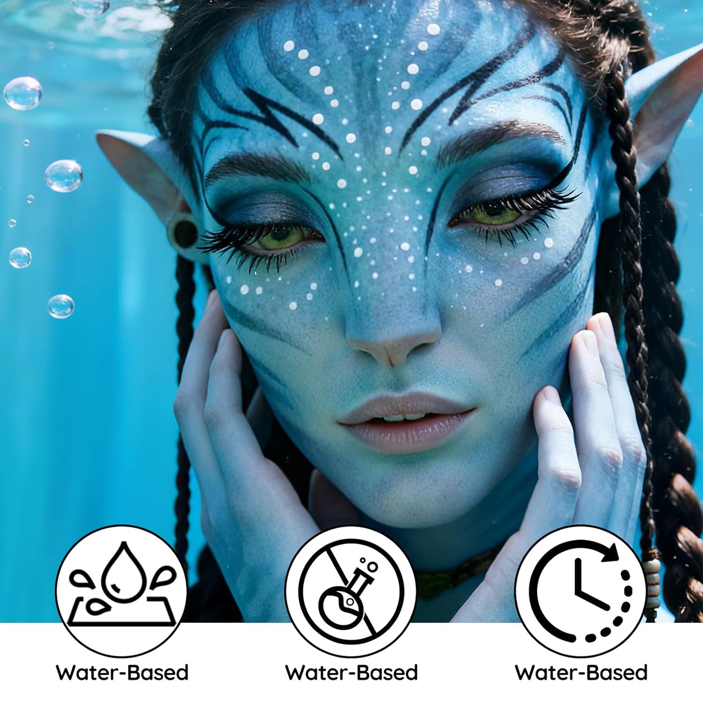 White and Light Blue Face Paint - Water-Based Non-Toxic Face Body Paint Kit for Sally Corpse Bride Looks, Highly Pigmented Body Paint for Halloween Cosplay, Costume Parties, Sports Events