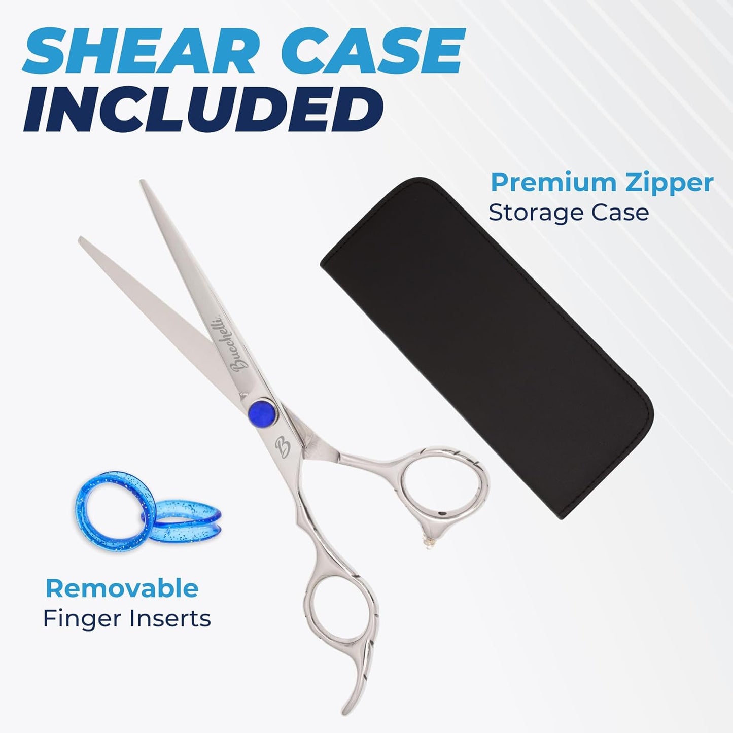 7 Inch Left Handed Shears for Hair Cutting - Japanese 440A Inch Barber Scissors - Convex Blades with Adjustable Tension Knob - Hair Shears Professional (Silver Left 7")