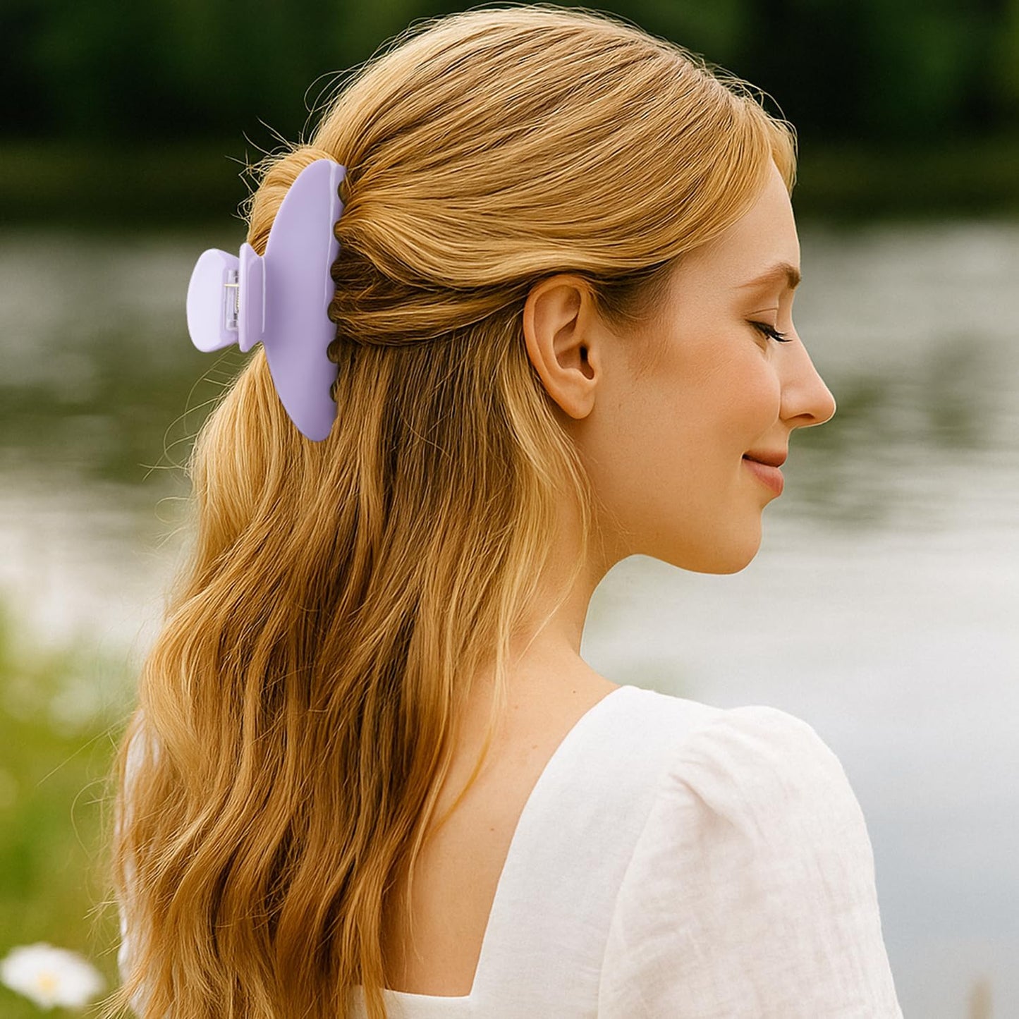 MAORULU Premium Durable Acetate Hair Claw Clips for Women Girls, 4 Inch Large Cute Jaw Clip for Thick or Thin Hair, Vintage Y2K Hair Clamps (Pastel Purple)