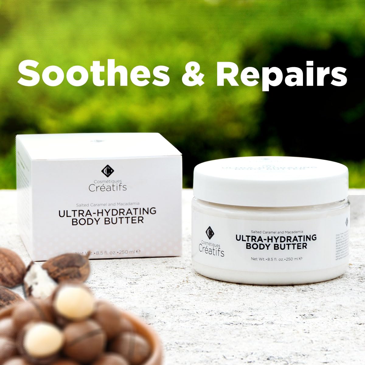 Ultra-Hydrating Body Butter with Shea Butter, 8.5 fl. oz., Salted Caramel and Macadamia Scent, Deep Moisturizing, Soothes, Repairs, and Nourishes Skin