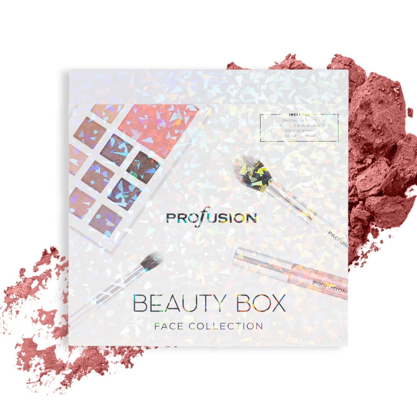 Profusion Cosmetics Beauty Box Face Collection - Compact Full Face Palette with Neutral Eyeshadows, Blush, Highlighter, Lip Gloss & 2 Application Brushes, Long Wearing, Vegan & Cruelty-Free Makeup
