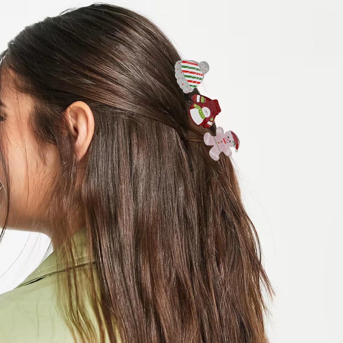 3Pcs Set Gingerbread Doll, Sweater Snowman, Christmas Hat Hair Claw Clips for Women, Christmas Hair Clips Cute Clups Acrylic Non-Slip Hair Claw Xmax Hair Accessories for Thick Hair and Thin Hair
