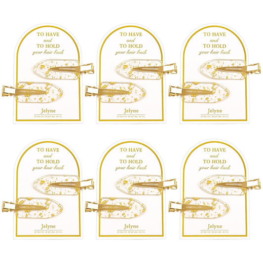 No Bend Hair Clips, 12Pcs/6cards Resin & Stainless Steel No Crease Hair Clips, Gold Glitter Bridesmaid Proposal Gift Hair Clip for Makeup Styling Hair accessories Hair Setting Clips for Bangs