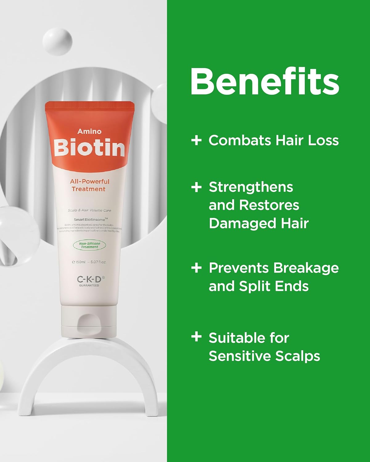 CKD Amino Biotin All powerful Treatment (5.07 fl.oz) - Deep Care Conditioner and Silicone-Free Treatment, Prevents Damaged Hair, Nourishihes Hair, Non-Silicone with Biotin, Amino Acids, and Keratin.