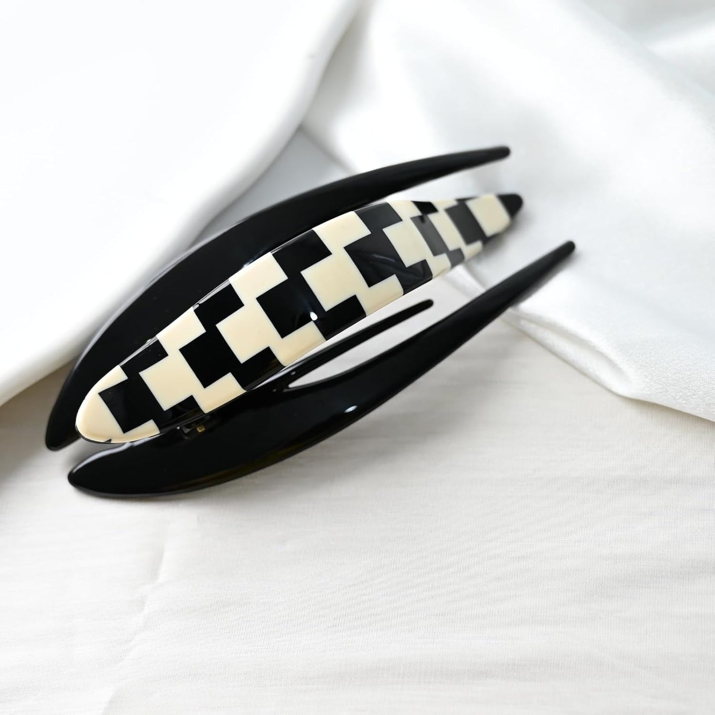 Handmade Celluloid French Design Tortoise Shell Barrettes Side-slide Opening Duck Luxury Fashion Accessories Hair Clip Claw for Women (check)