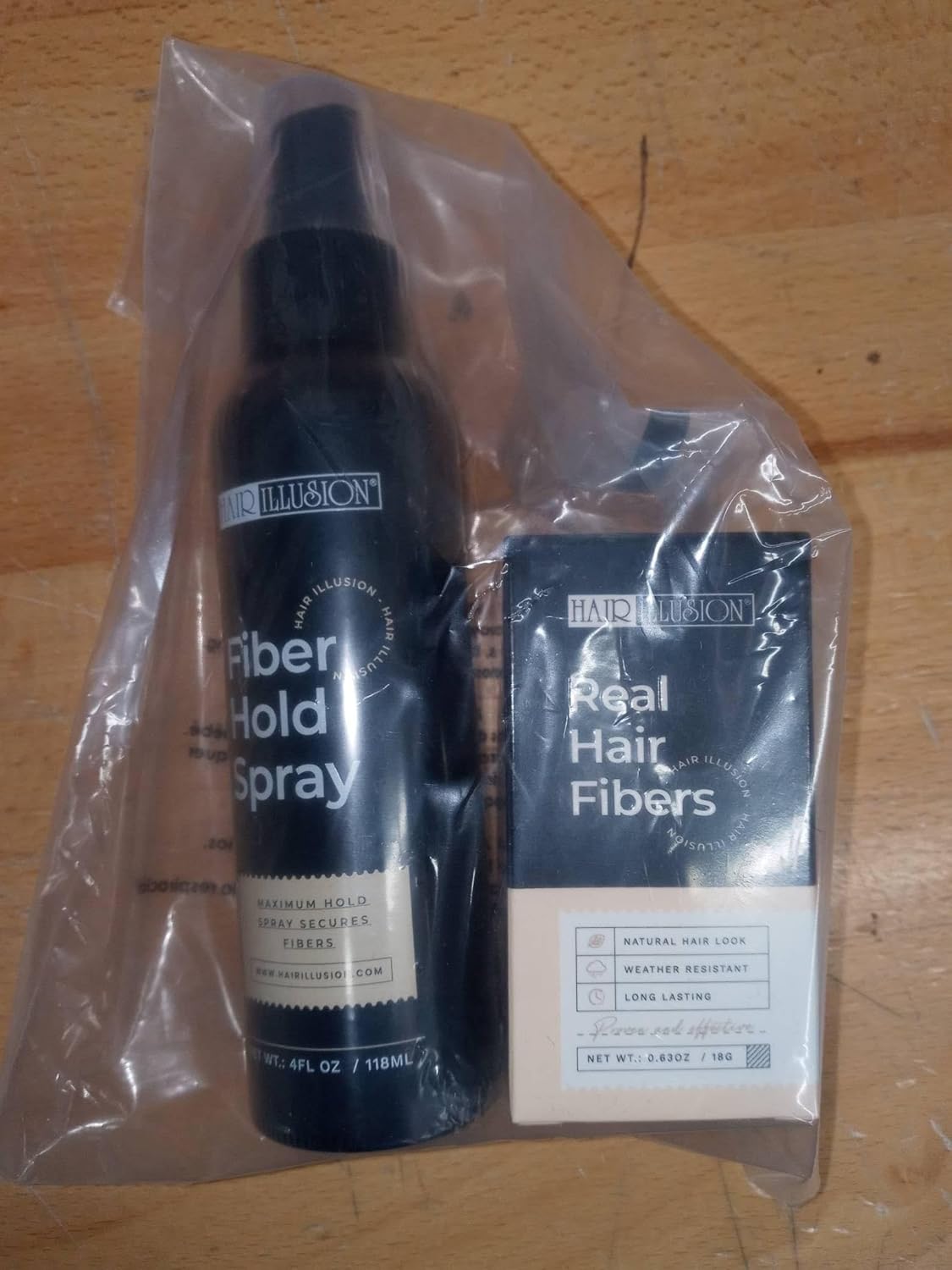 Hair Illusion Black Real Fibers and Holding Spray for Women & Men - Natural Texture, Non-Synthetic Cover Up for Thinning Hair and Bald Spots - 18 Gram