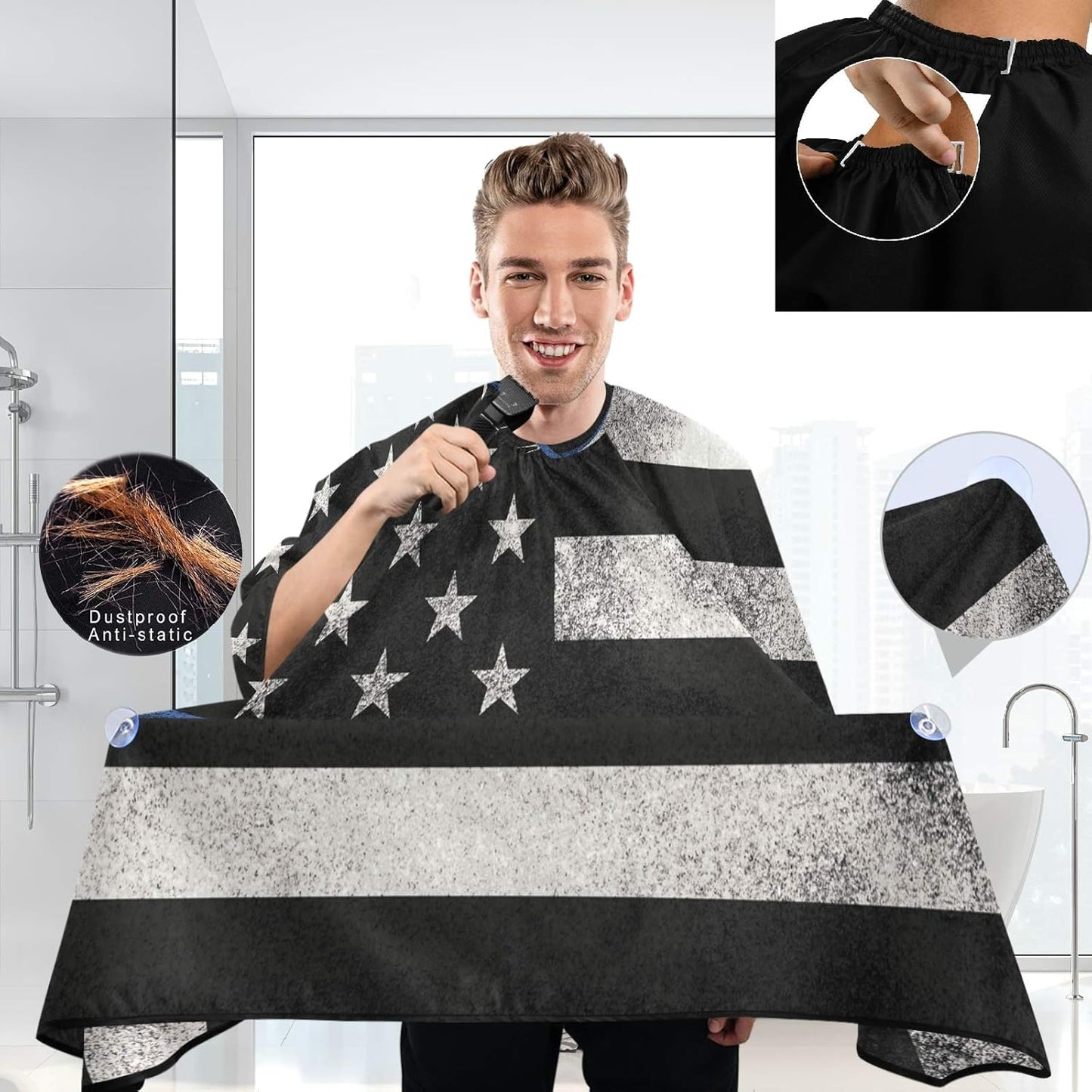 visesunny Professional Barber Cape Polyester Hair Cutting Clippings Catcher Grooming Cape Apron for Shaving Trimming For Men