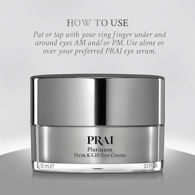 PRAI Beauty Platinum Firm and Lift Eye Creme - Tightening and Firming Eye Cream - Anti-Aging Under Eye Cream - Irritation Free - 0.5 Oz