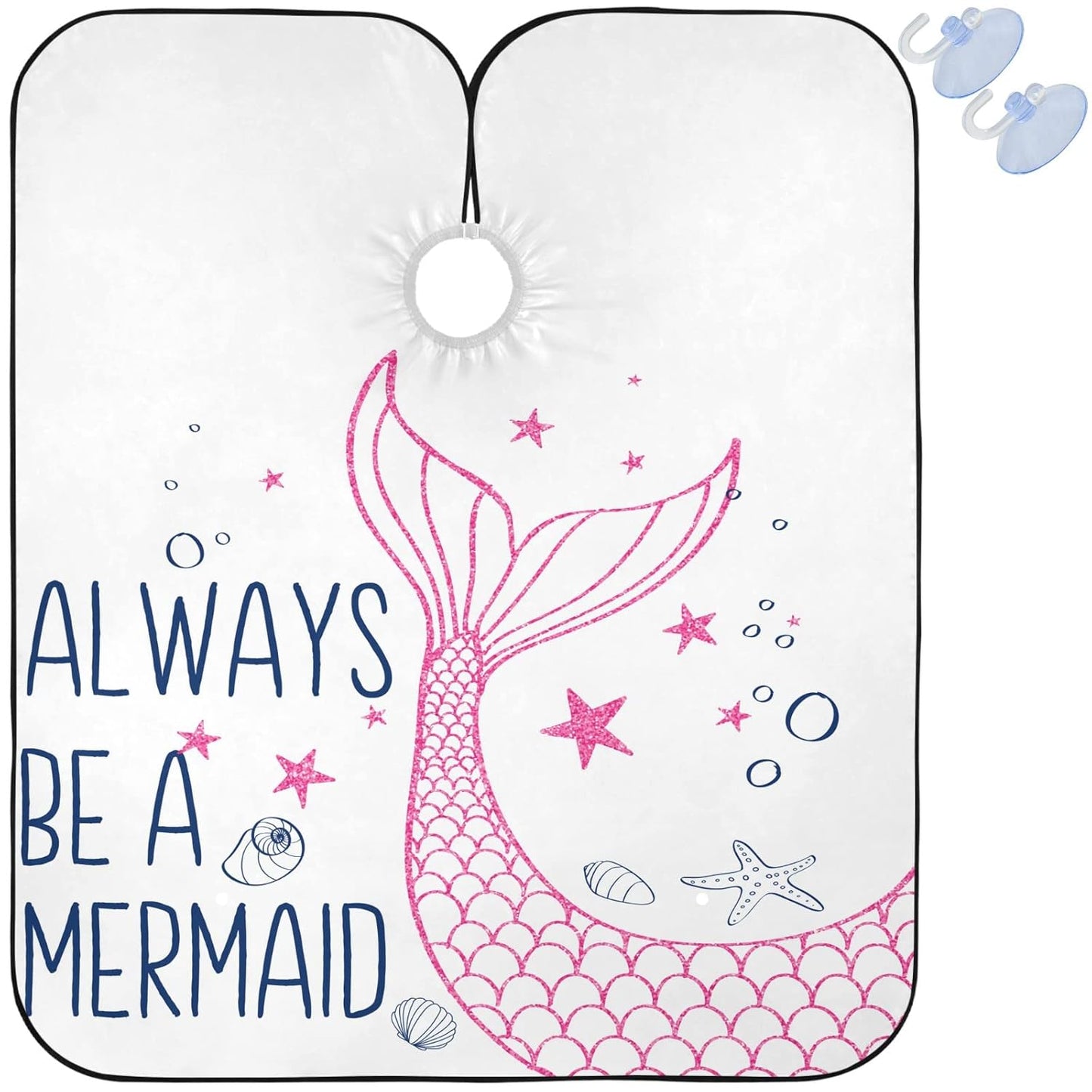 visesunny Barber Cape Mermaid Tail Polyester Hair Cutting Salon Cape Apron Anti-Static Haircut Water-Resistant Shaving Cloth Beard Shaving Bib Hairdressing Cape