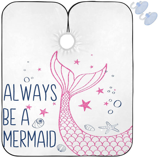 visesunny Barber Cape Mermaid Tail Polyester Hair Cutting Salon Cape Apron Anti-Static Haircut Water-Resistant Shaving Cloth Beard Shaving Bib Hairdressing Cape