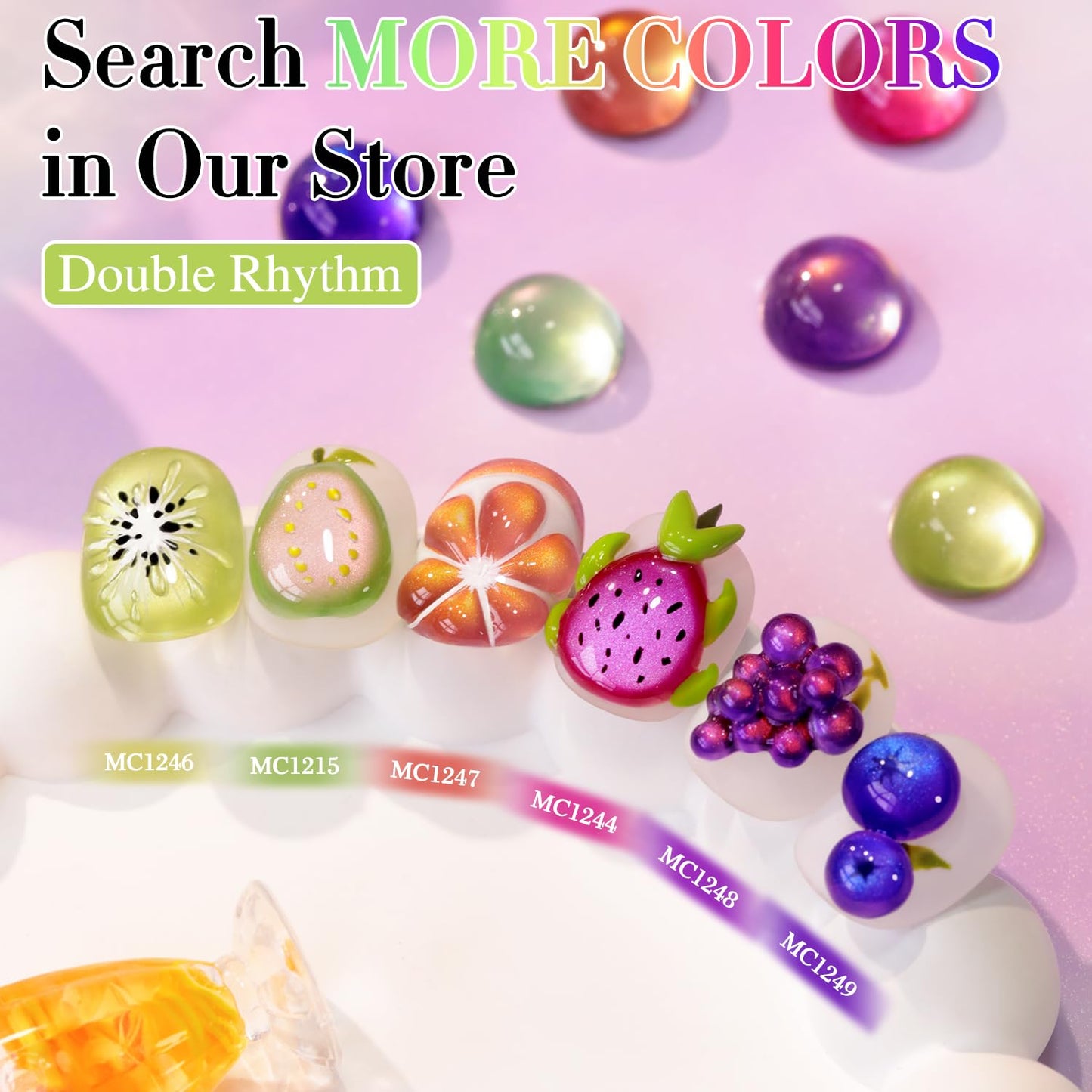 Double Rhythm Jelly Glass Cat Eye Gel Polish with Magnet 15ML Holographic Glitter Shimmer Translucent Sheer Color Magnetic Polish Salon DIY at Home (Grape Gold-MC1247)