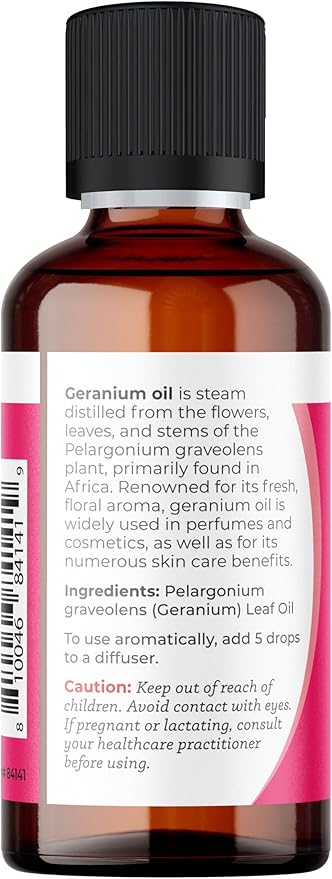 Viva Doria Geranium Essential Oil, 100% Pure, Natural Essential Oil, Undiluted, for Aromatherapy | Food Grade, 30 mL (1 Fluid Ounce)