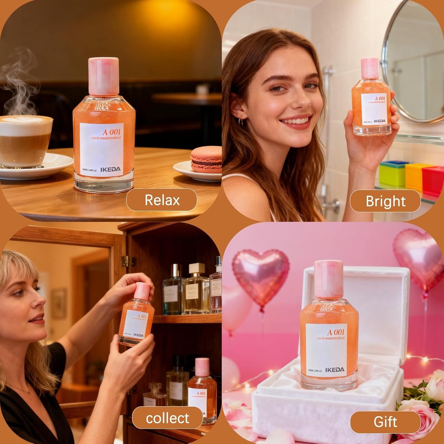 Ikeda Women's Eau de Parfum N° 506,100ml Long-Lasting Perfume Spray for Women & Men,Rose,Sandalwood,Bergamot,Jasmine,Grapefruit, Floral & Spicy,Gift for Romantic,Sweet,Warm Parfum