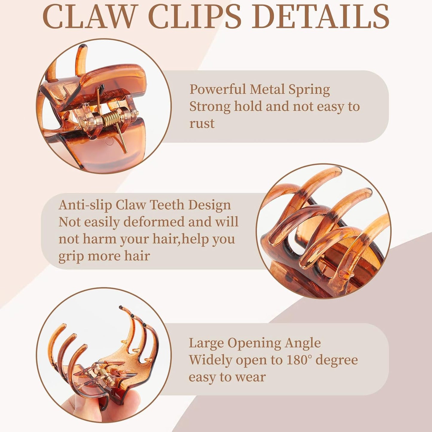 Medium Claw Clips for Women Non Slip, 8PCS 1.38" Black & Brown Plastic Hair Clips for Thin/Thick Hair Claws Short Hair Accessories Jaw Clips(8PCS-Style 3)
