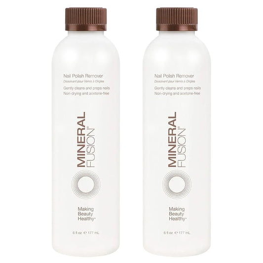 Mineral Fusion Acetone Free Nail Polish Remover, Gentle, Non-Drying, Regular & Gel Polish, 6 fl oz (2 Pack), Vegan & Cruelty-Free Nail Care for Women and Men