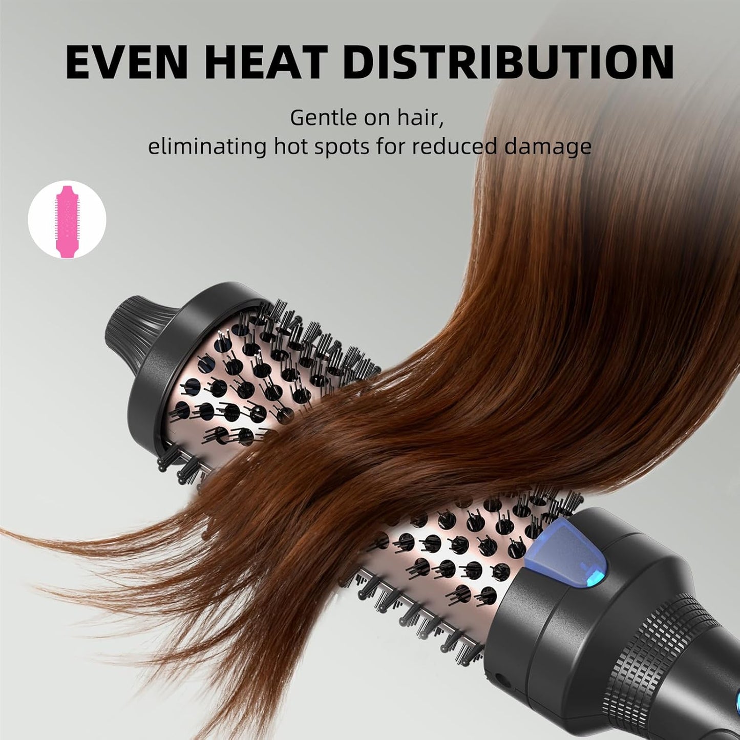 K&K Heated Curling Brush - 1.5 Inch Ceramic Tourmaline Ionic Volumizing Hot Brush for Root Volume & Loose Curls (Black)