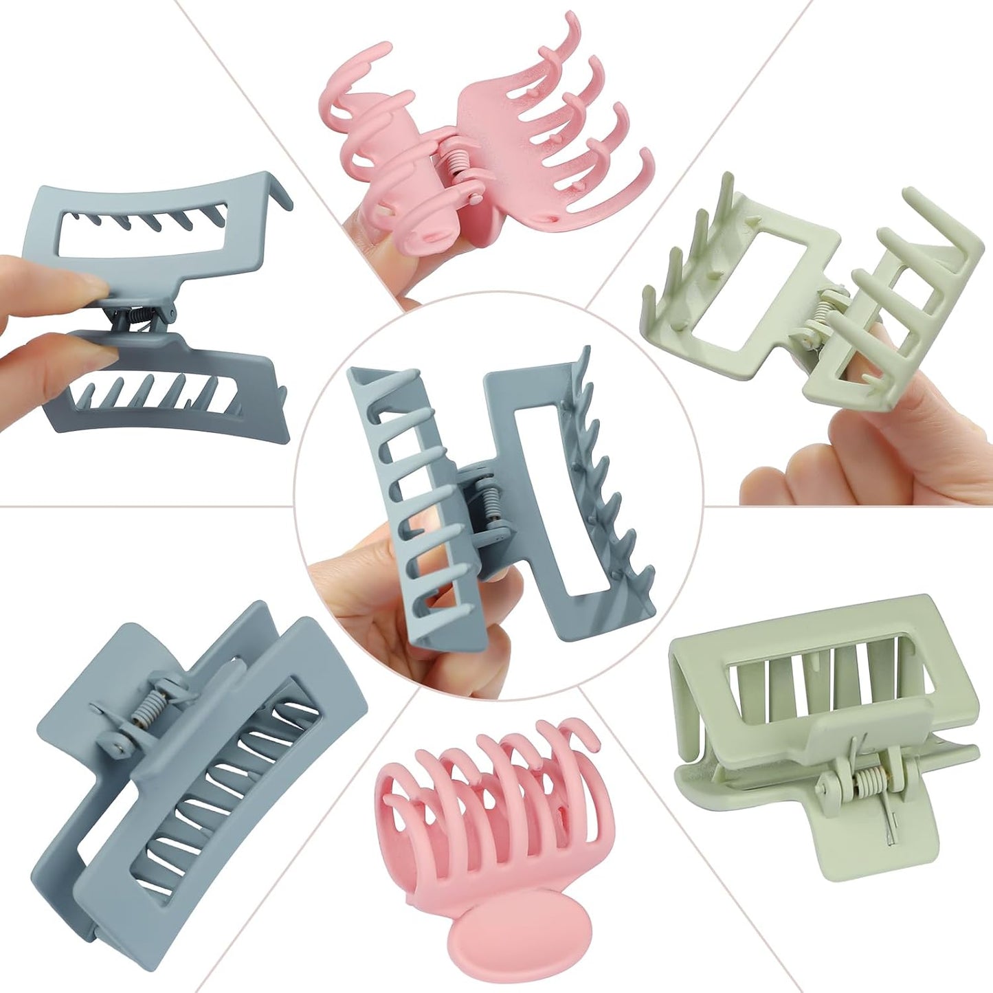 3 Style Hair Accessories for Women: Medium Rectangle Clips for Thick Hair, Square Clips for Thin Hair - 9 pcs Colorful Set