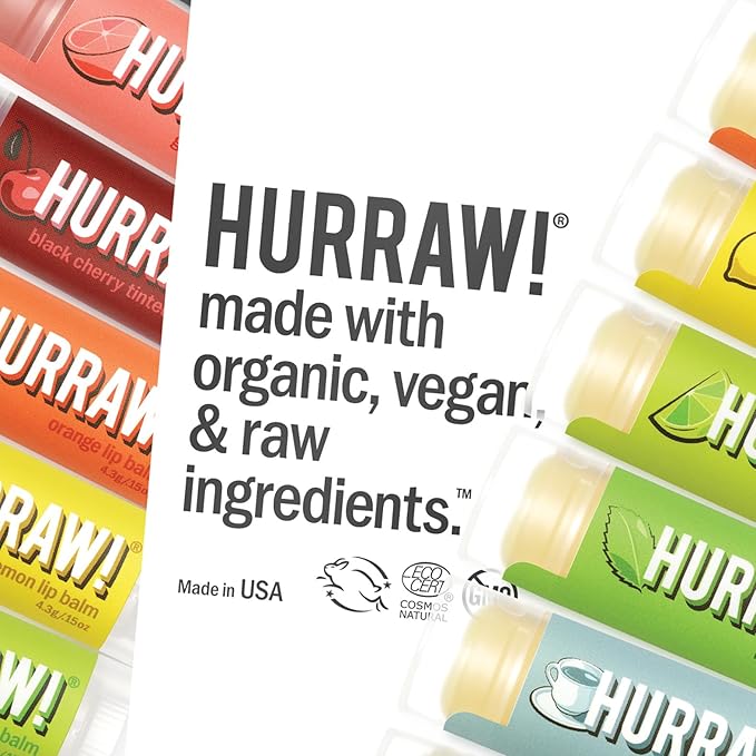 Hurraw! Lemon Lip Balm, 2 Pack: Organic, Certified Vegan, Cruelty and Gluten Free. Non-GMO, 100% Natural Ingredients. Bee, Shea, Soy and Palm Free. Made in USA