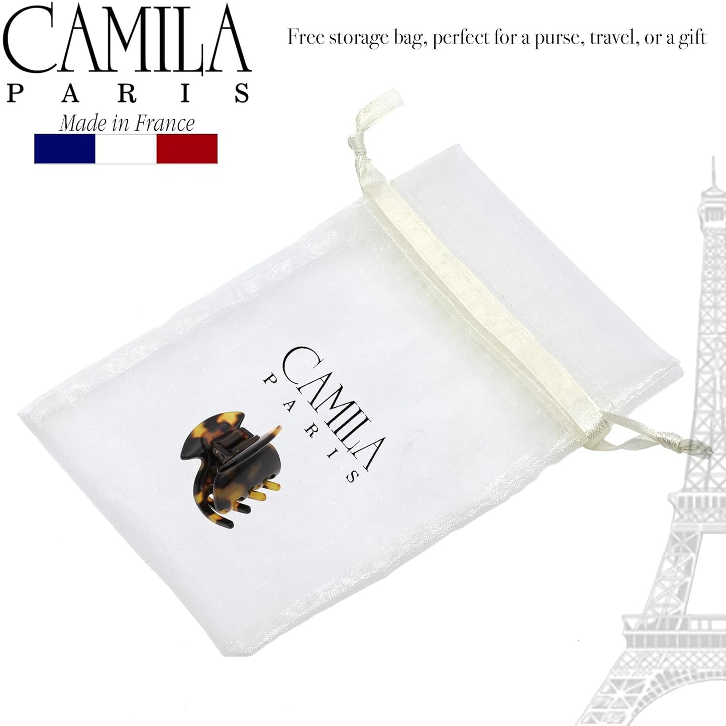 Camila Paris CP3157 French Hair Clip for Women, Handmade, Tokyo, Small Girls Hair Claw Clips Jaw, Durable Styling Hair Accessories for Women, Strong Hold No Slip Grip, Made in France