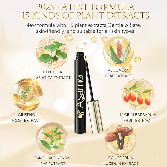 Eyelash Growth Serum – 15 Plant Extracts for Longer Lashes, Natural Beauty Enhancement,eyelash serum growth (Gold Black)