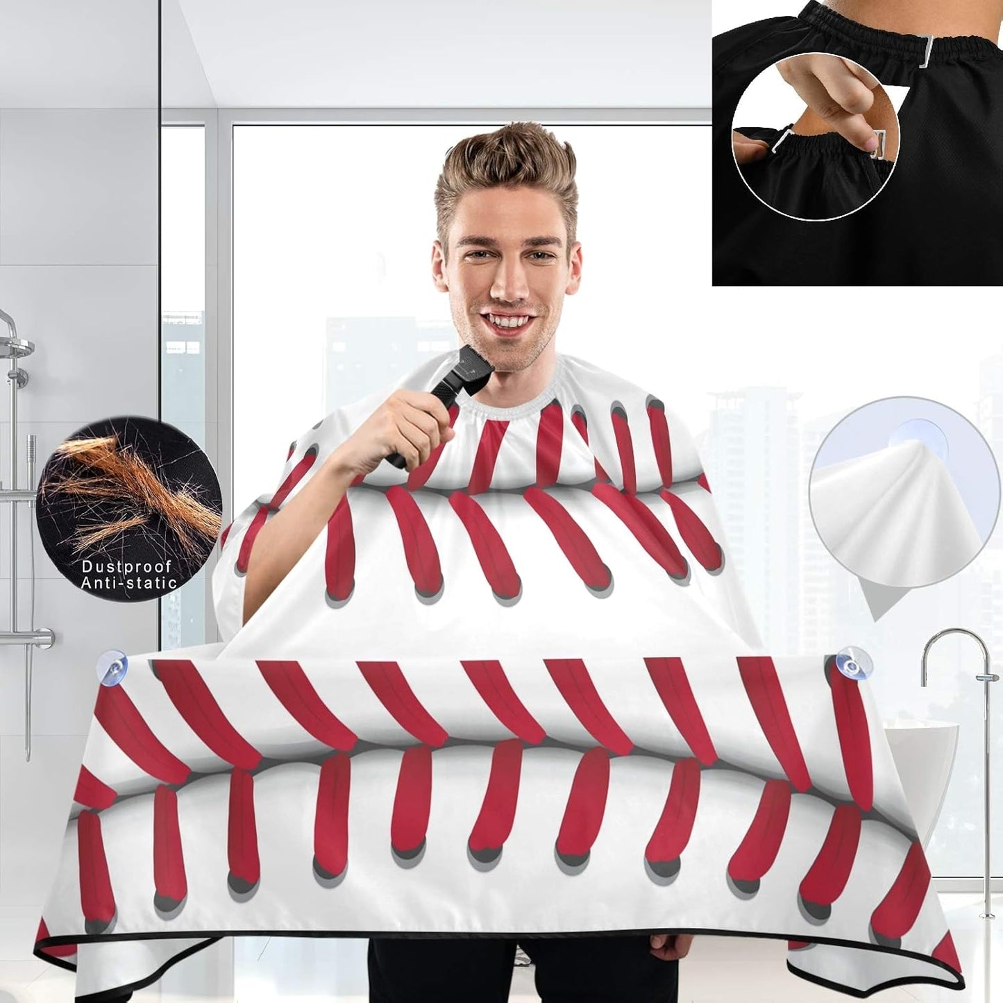 visesunny Professional Barber Cape Polyester Hair Cutting Clippings Catcher Grooming Cape Apron for Shaving Trimming For Men