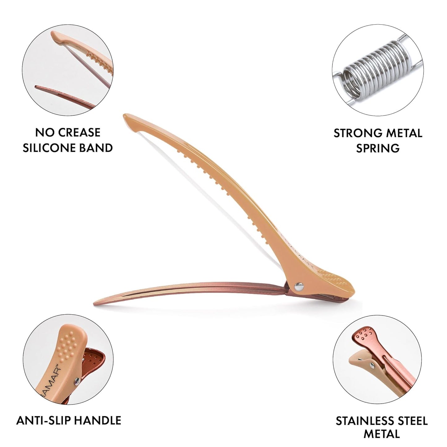 Framar Neutral Creaseless Hair Clips 10 pack – Professional Salon Hair Clips for Styling Sectioning, Hair Styling Clips, Hair Clip For Sectioning, Hair Sectioning Clips – Prevents Creases Or Dents