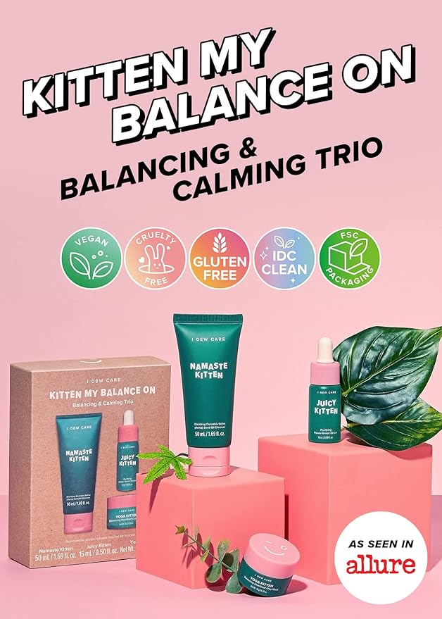 I DEW CARE Emergency Skin Care Kit - Ready Aim Clear + Skin Care Set - Kitten My Balance On | Travel Size Trio Bundle