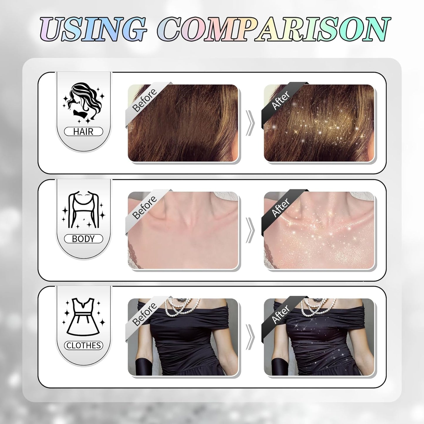 Glitter Spray for Hair and Body,Holographic Hair Glitter for Kids & Teenagers,Long-Lasting,Quick-Drying,Suitable for Festival Music Concert Party Rave Accessories (Rainy-Rainbow)