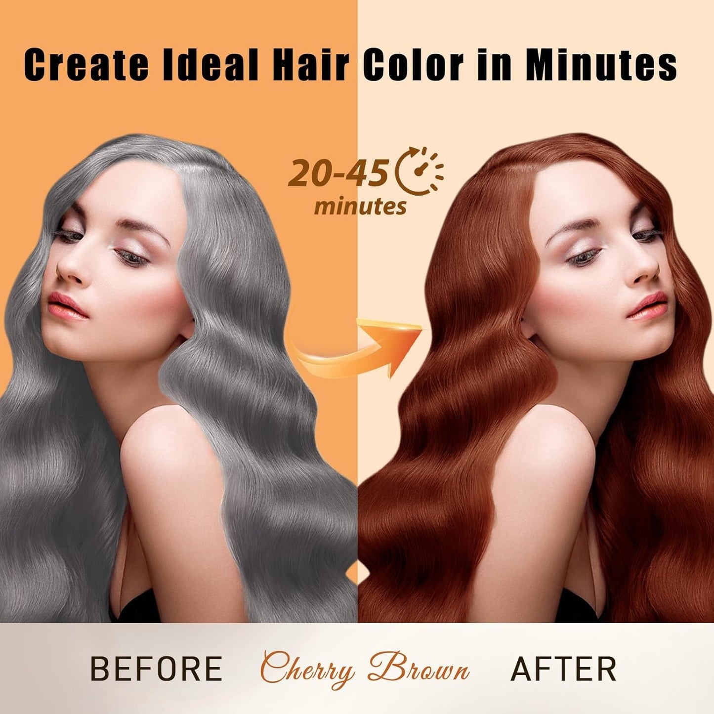 Hair Dye Shampoo Cherry Brown, 3 in 1 Long-Lasting Hair Color Shampoo with Herbal Ingredients, Instant Natural Color, Easy Application at home for Women Men 16.9 Fl Oz