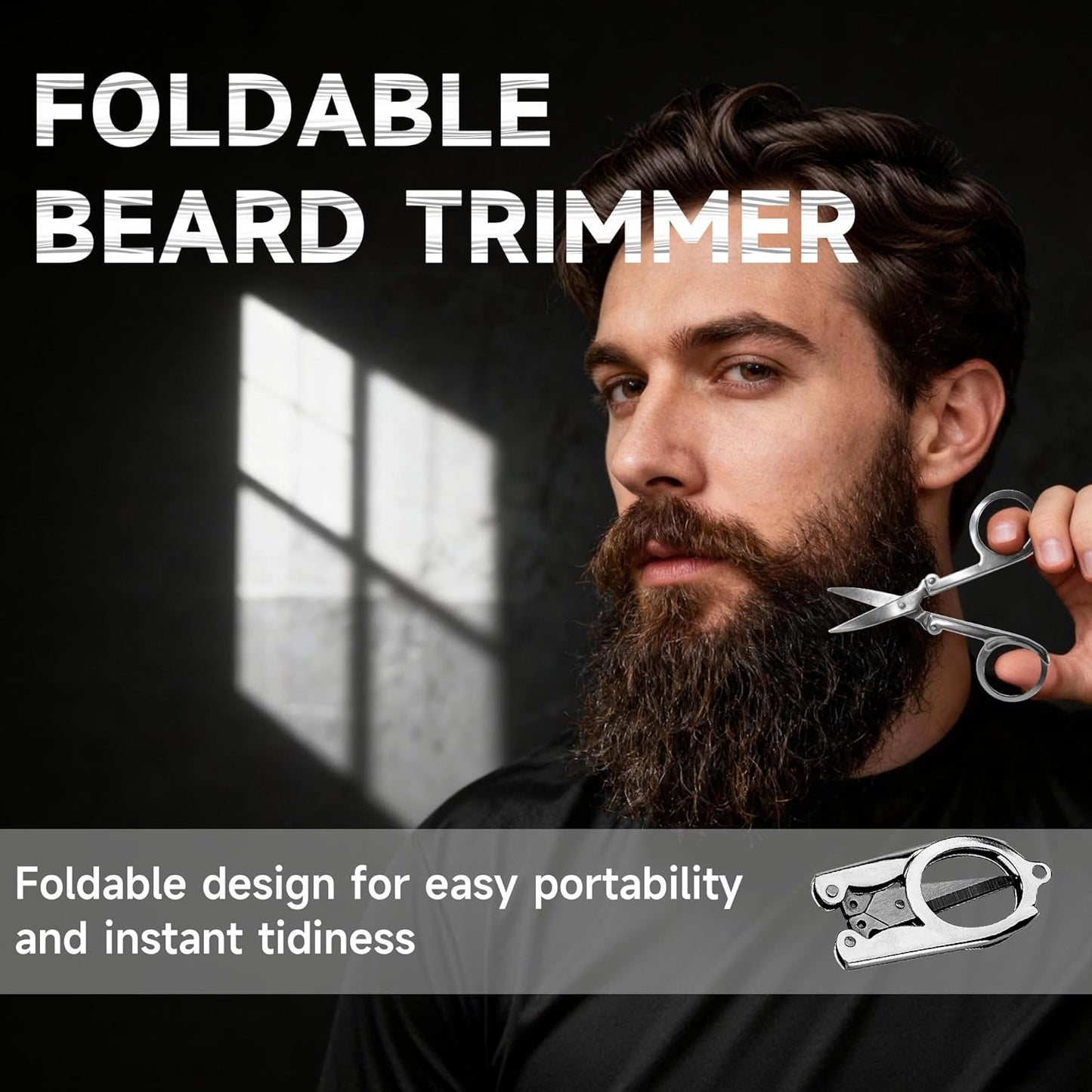 BFWood Mens Beard Brush Comb Kit: Small Travel Beard Set - Natural Boar Bristles With Black Walnut Wood, Grooming Sandalwood Mustache Comb, Mustache Trimming Sissors With Storage Bag