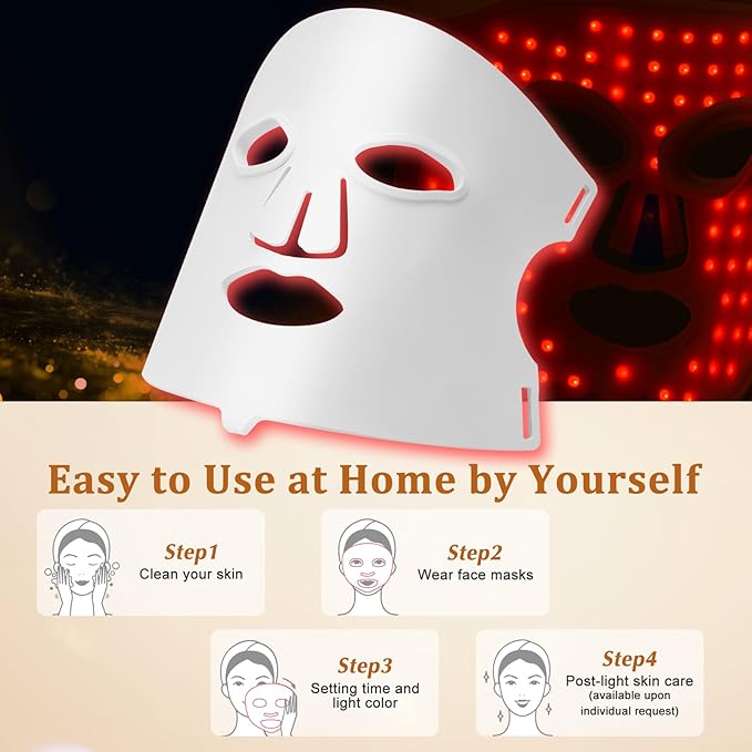 Hotodeal LED Face Mask Light Therapy,7 Colors Light Therapy for Skin Rejuvenation Anti-aging Beauty Red Light Therapy,Silicone Material LED Mask Foldable for Easy Carrying,Silicone Version