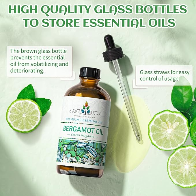 EVOKE OCCU Bergamot Essential Oil for Diffuser Skin Relaxation & DIY Wool Dryer Balls - 4 FL Oz