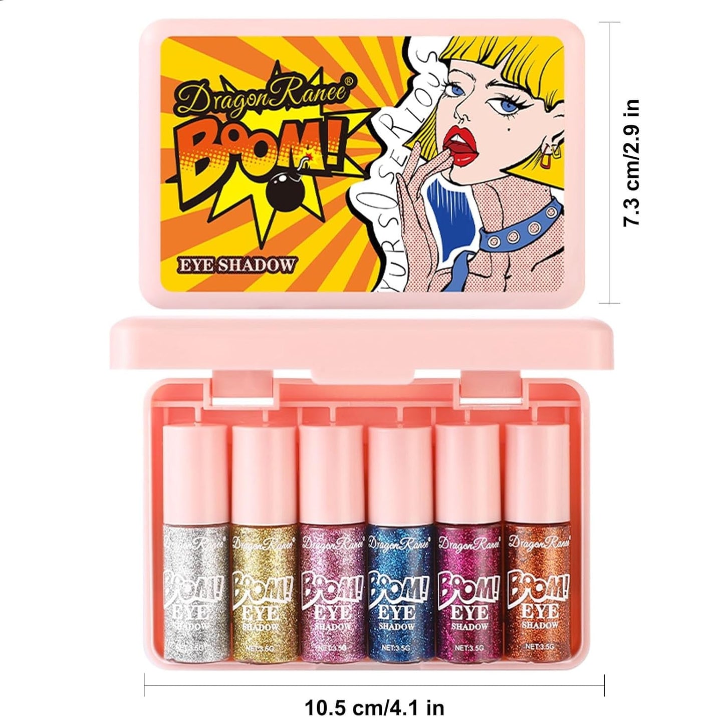 6 Pcs Liquid Glitter Eyeshadow Set Colorful Eyeliner with Long-Lasting and Waterproof Shinning Eye Shadow Gift for Women Eye Makeup (Boom Bomb)
