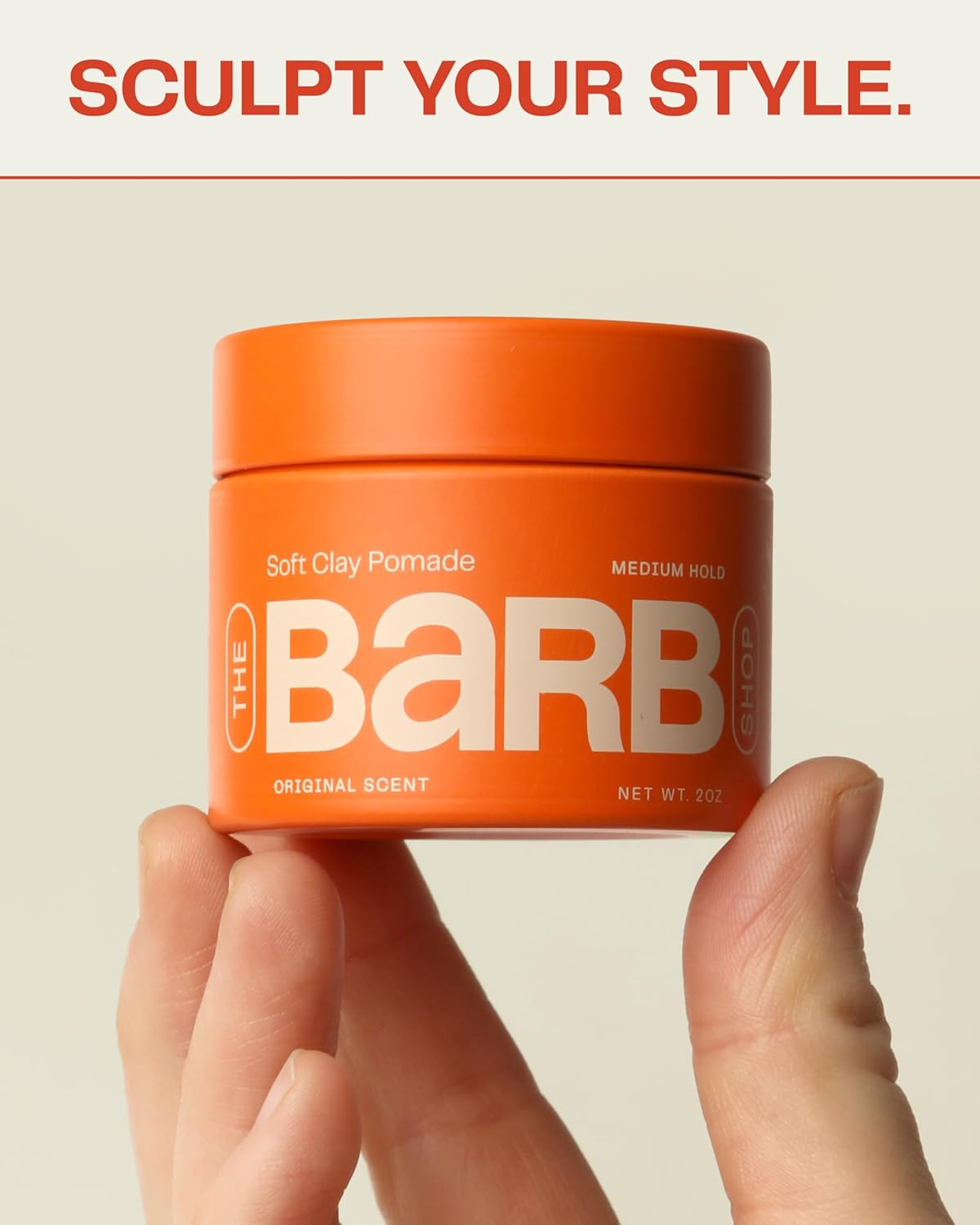 Barb Soft Clay Pomade for Women and Men - Medium Hold Hair Pomade Styling Clay for Thin and Thick Hair - Non-Sticky, Water-Based - Original Scent - 2 oz