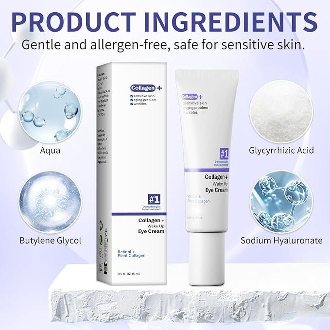 Retinol Under Eye Cream for Dark Circles and Under Eye Puffiness, Eye Repair Cream, 2 PCS Anti-Aging Hyaluronic Acid, Collagen Reduce Wrinkles Eye Cream, Lift, Firm Eyes Skin