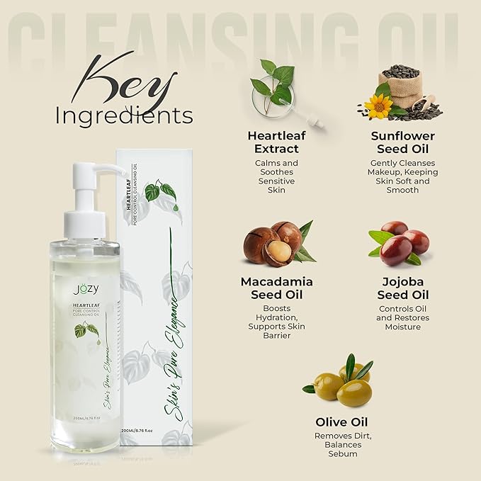 Jozy Pore Cleansing Oil – Lightweight Makeup & Blackhead Remover | Rose Fragrance, Hydrating | Gentle Botanical Cleanser for Sensitive Skin | Asian skincare | C-Beauty’s Answer to Glass Skin (200 ml)