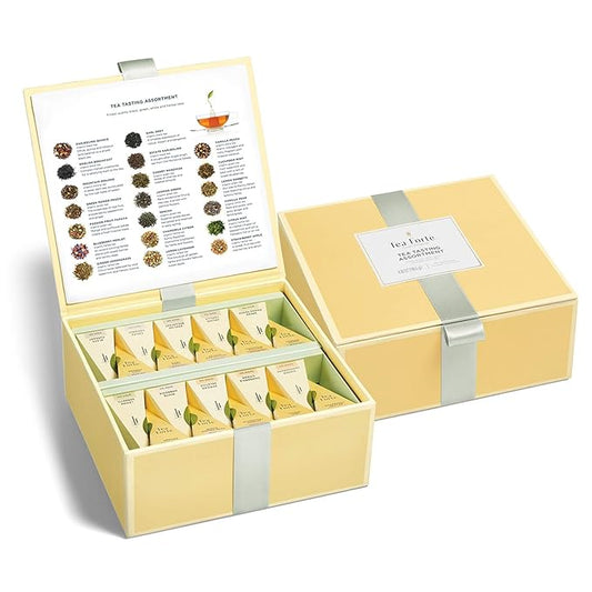 Tea Forte Tea Tasting Assortment Tea Chest 40 Count Organic Blends Individually Wrapped Handcrafted Pyramid Infuser Tea Bags
